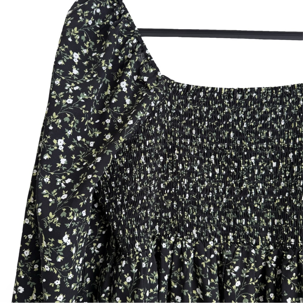ARULA Black Floral Smocked Mini Dress - Picture 9 of 12